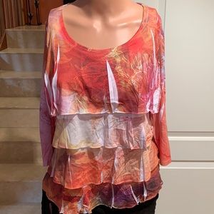 COLDWATER CREEK. Women’s multicolored polyester blouse. 3/4 Sleeve. Laye…